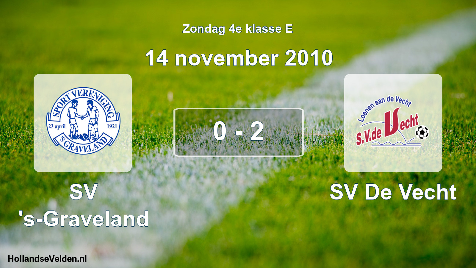 Total number of matches played: SV 's-Graveland - SV De Vecht 0 - 2 (14 November 2010)