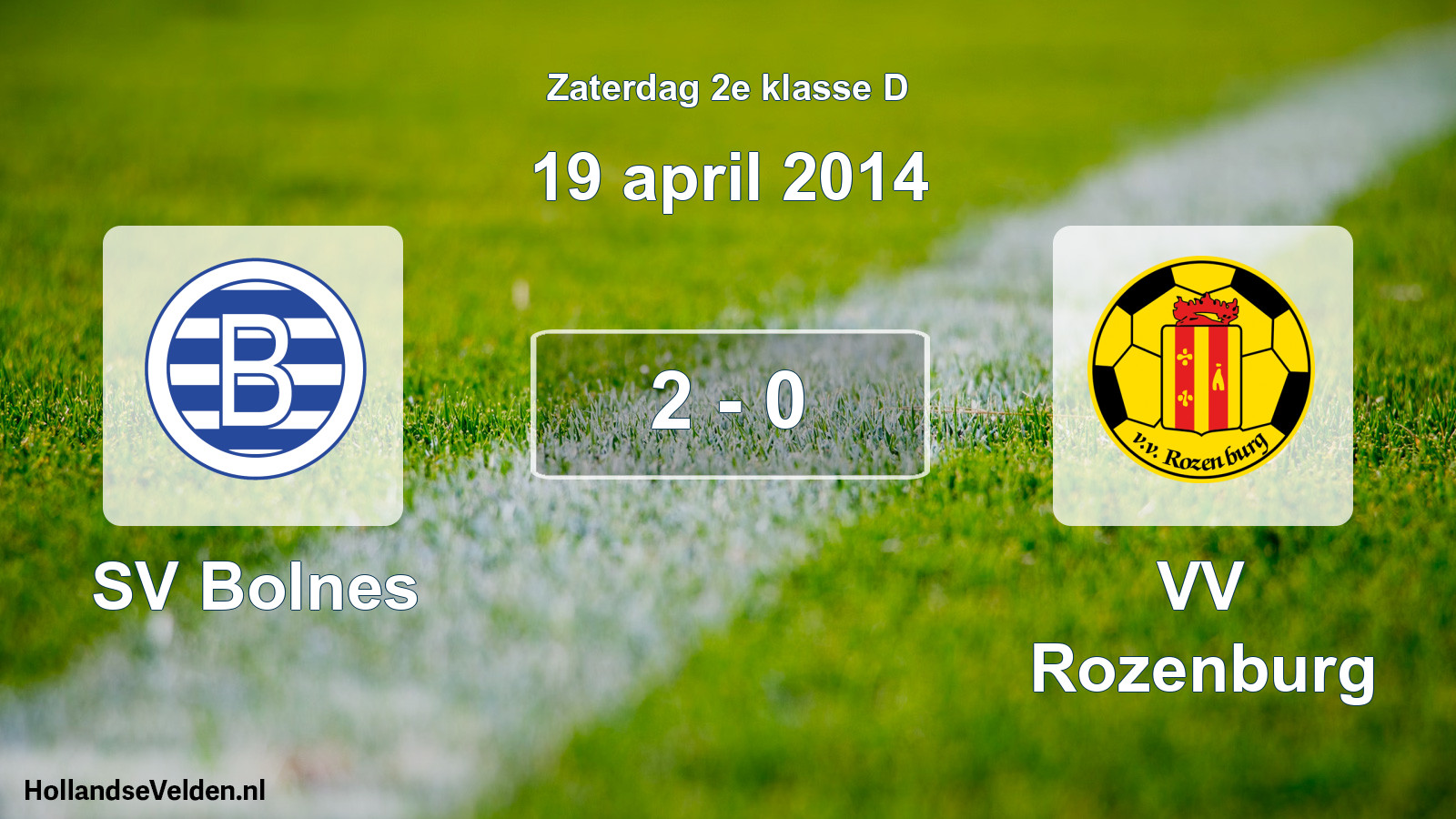 Total number of matches played: SV Bolnes - VV Rozenburg 2 - 0 (19 April 2014)