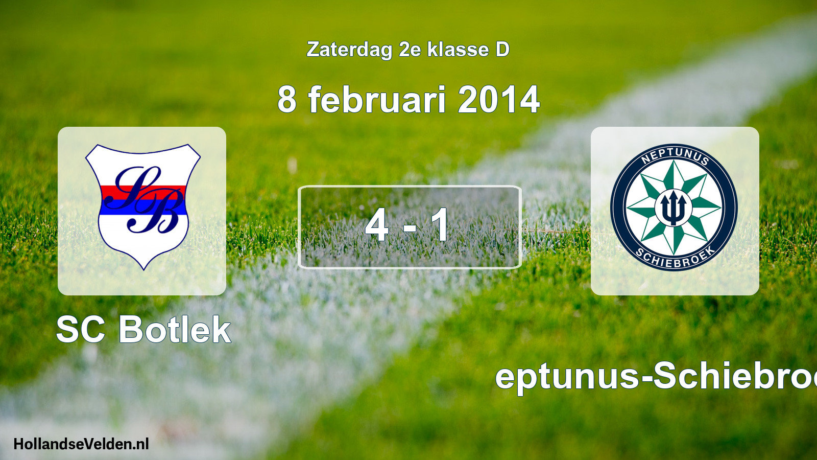 Total number of matches played: SC Botlek - Neptunus-Schiebroek 4 - 1 (8 February 2014)