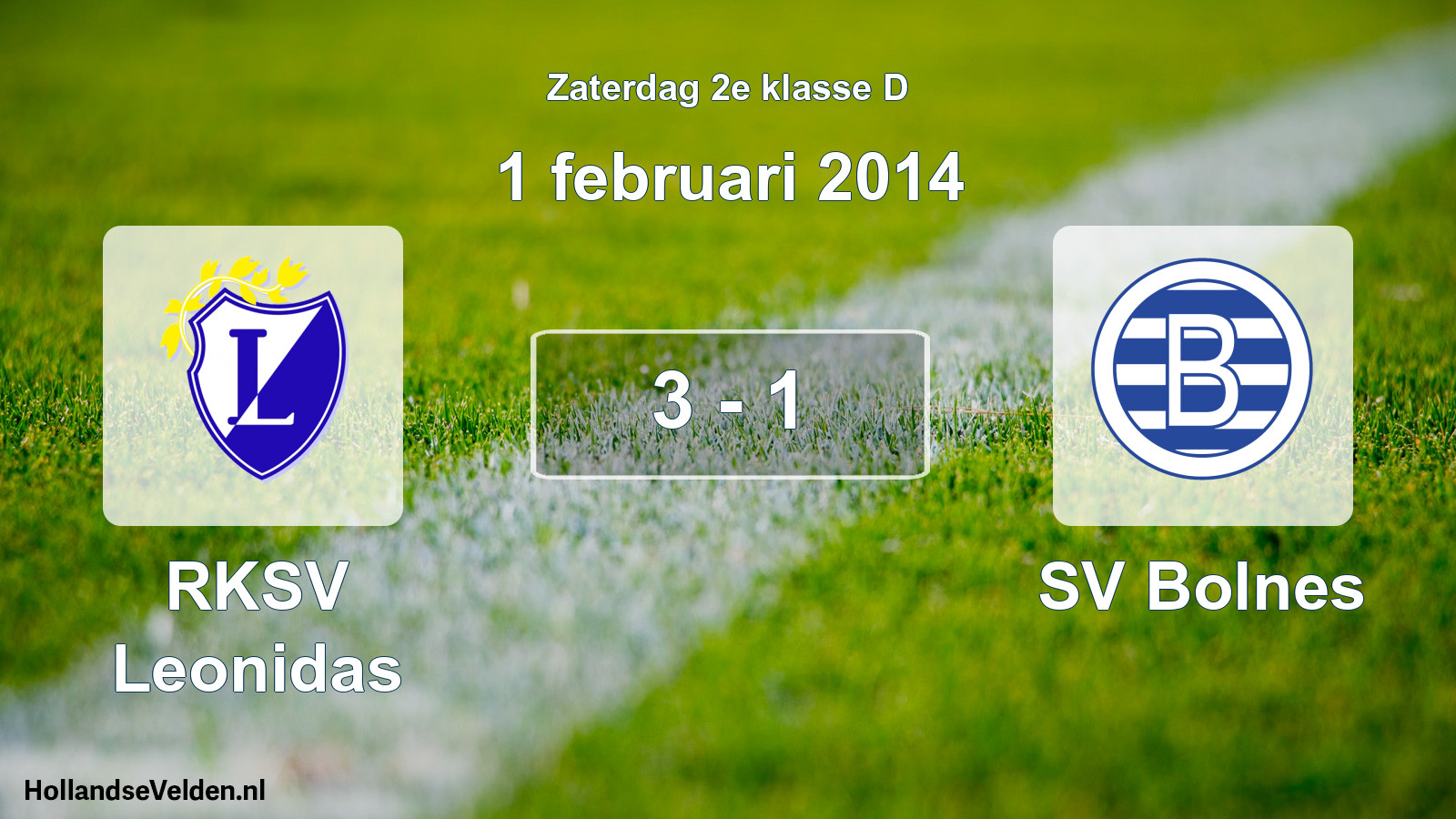 Total number of matches played: RKSV Leonidas - SV Bolnes 3 - 1 (1 February 2014)