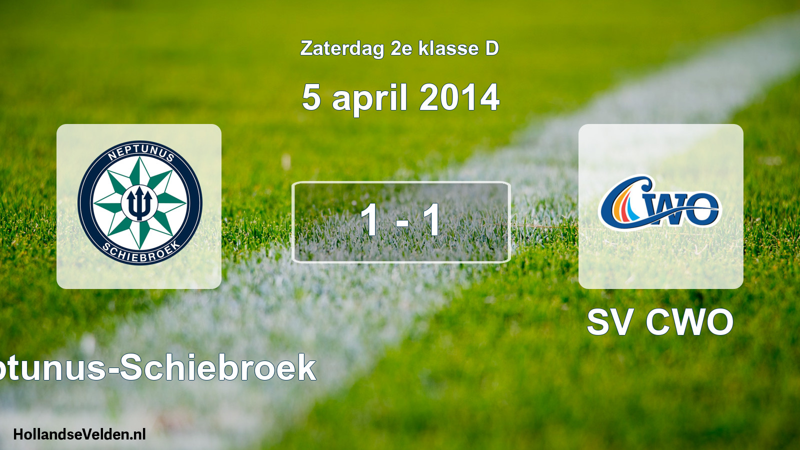 Total number of matches played: Neptunus-Schiebroek - SV CWO 1 - 1 (5 April 2014)