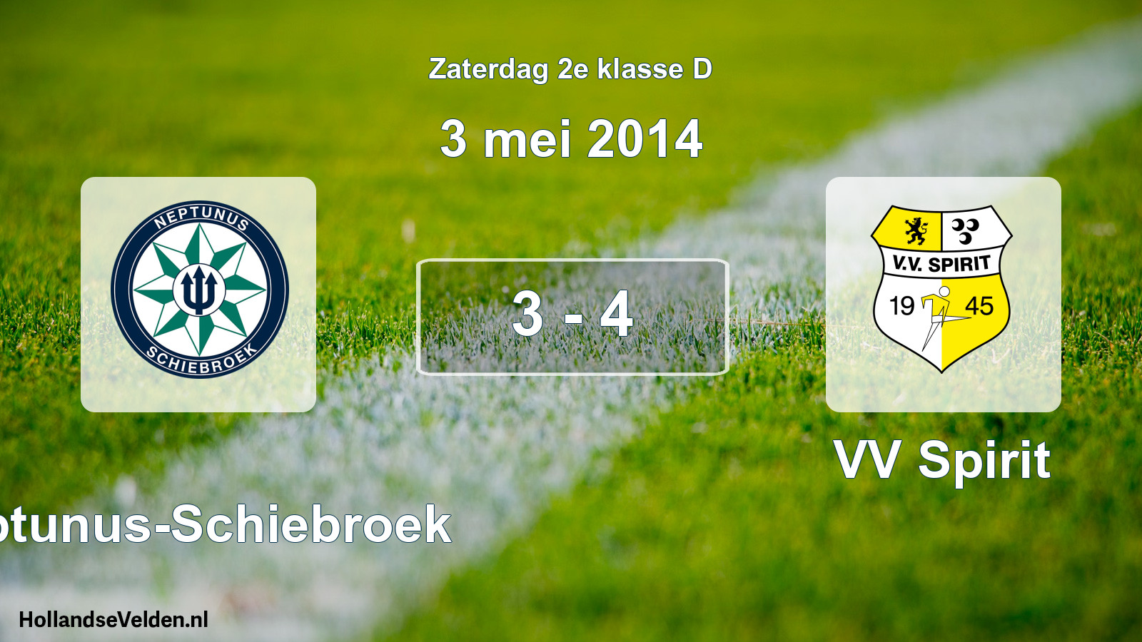 Total number of matches played: Neptunus-Schiebroek - VV Spirit 3 - 4 (3 May 2014)