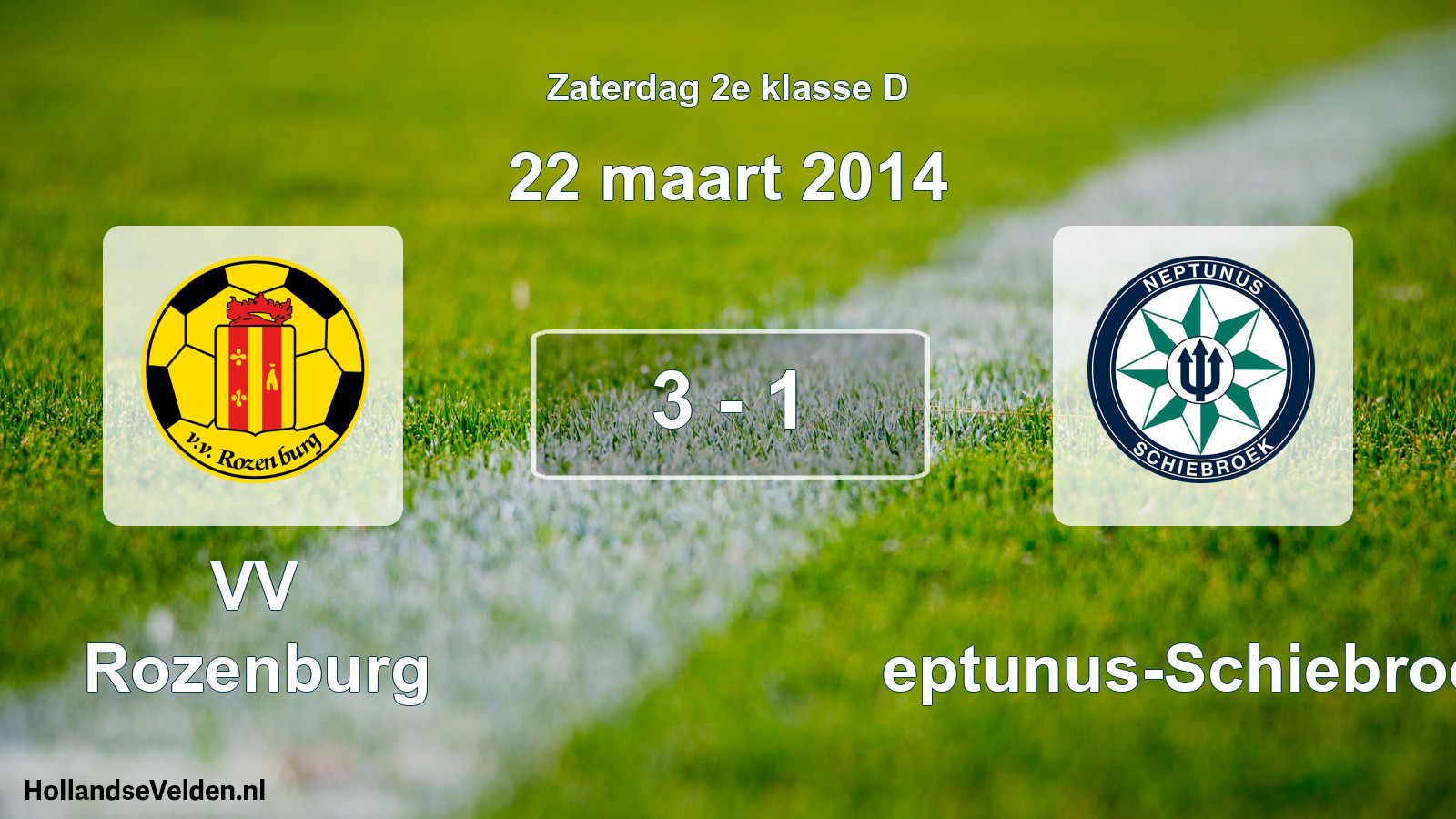 Total number of matches played: VV Rozenburg - Neptunus-Schiebroek 3 - 1 (22 March 2014)