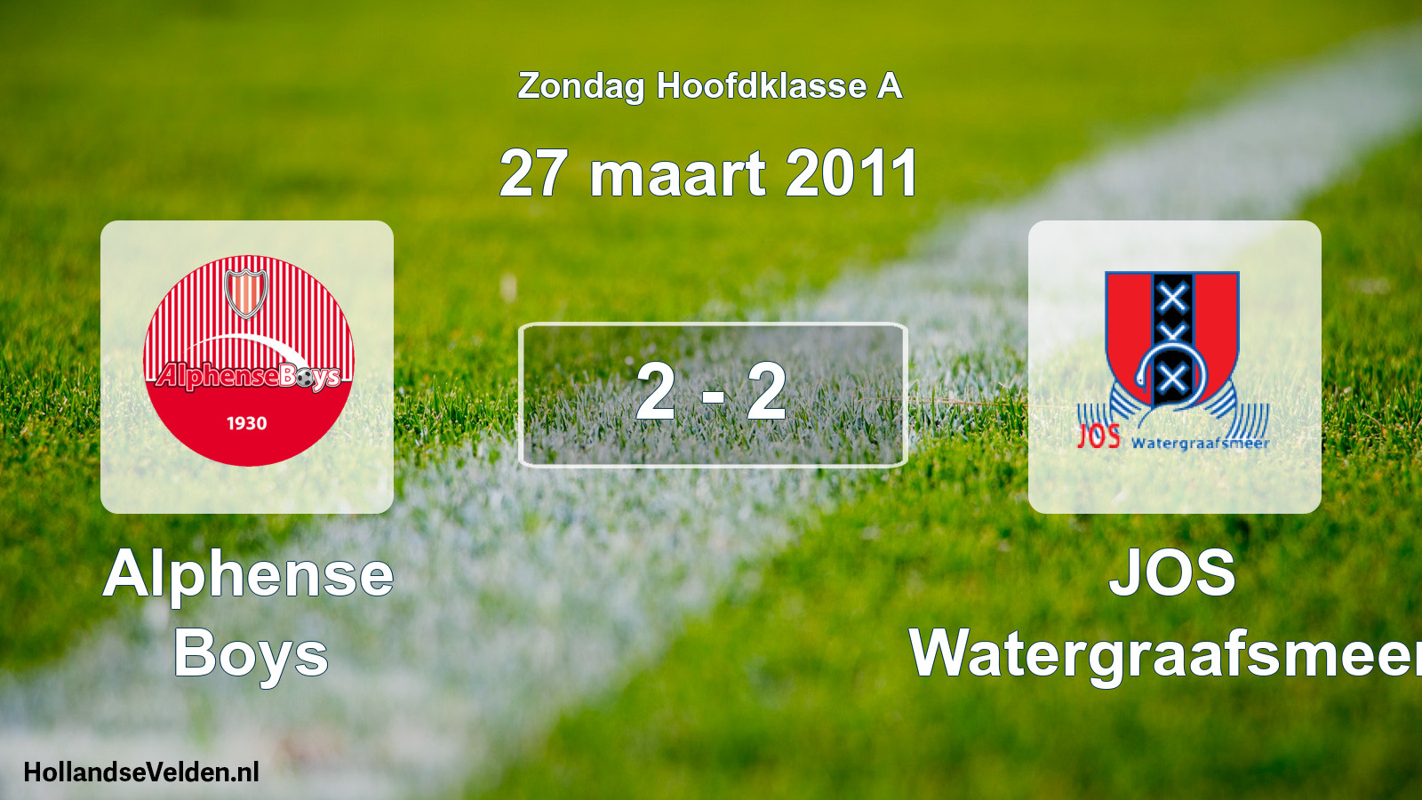 Total number of matches played: Alphense Boys - JOS Watergraafsmeer 2 - 2 (27 March 2011)