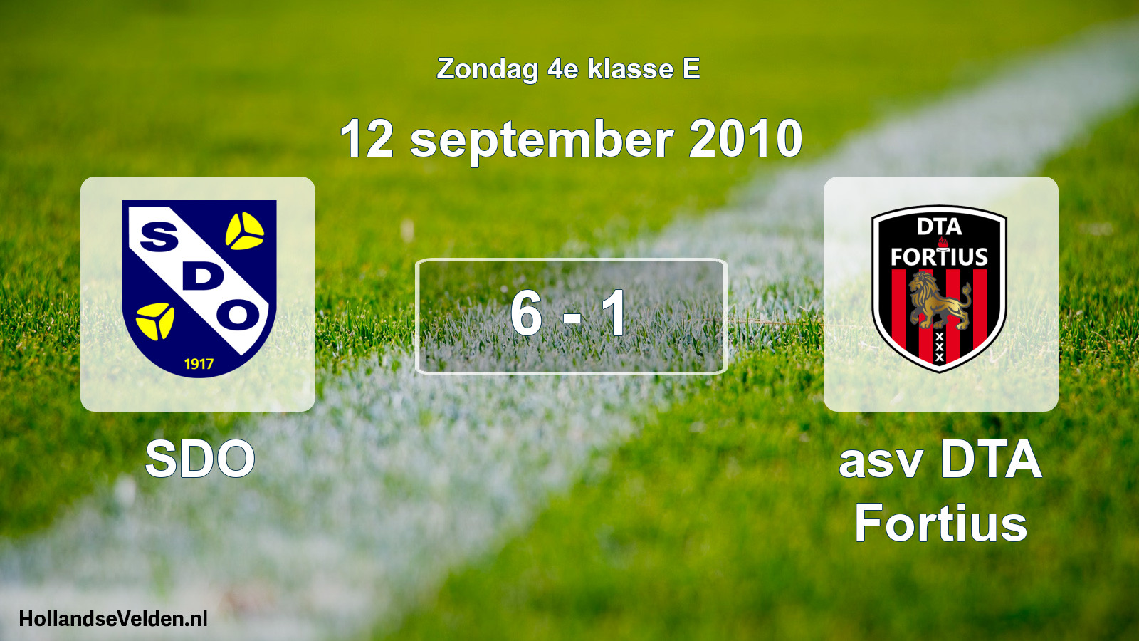 Total number of matches played: SDO - asv DTA Fortius 6 - 1 (12 September 2010)