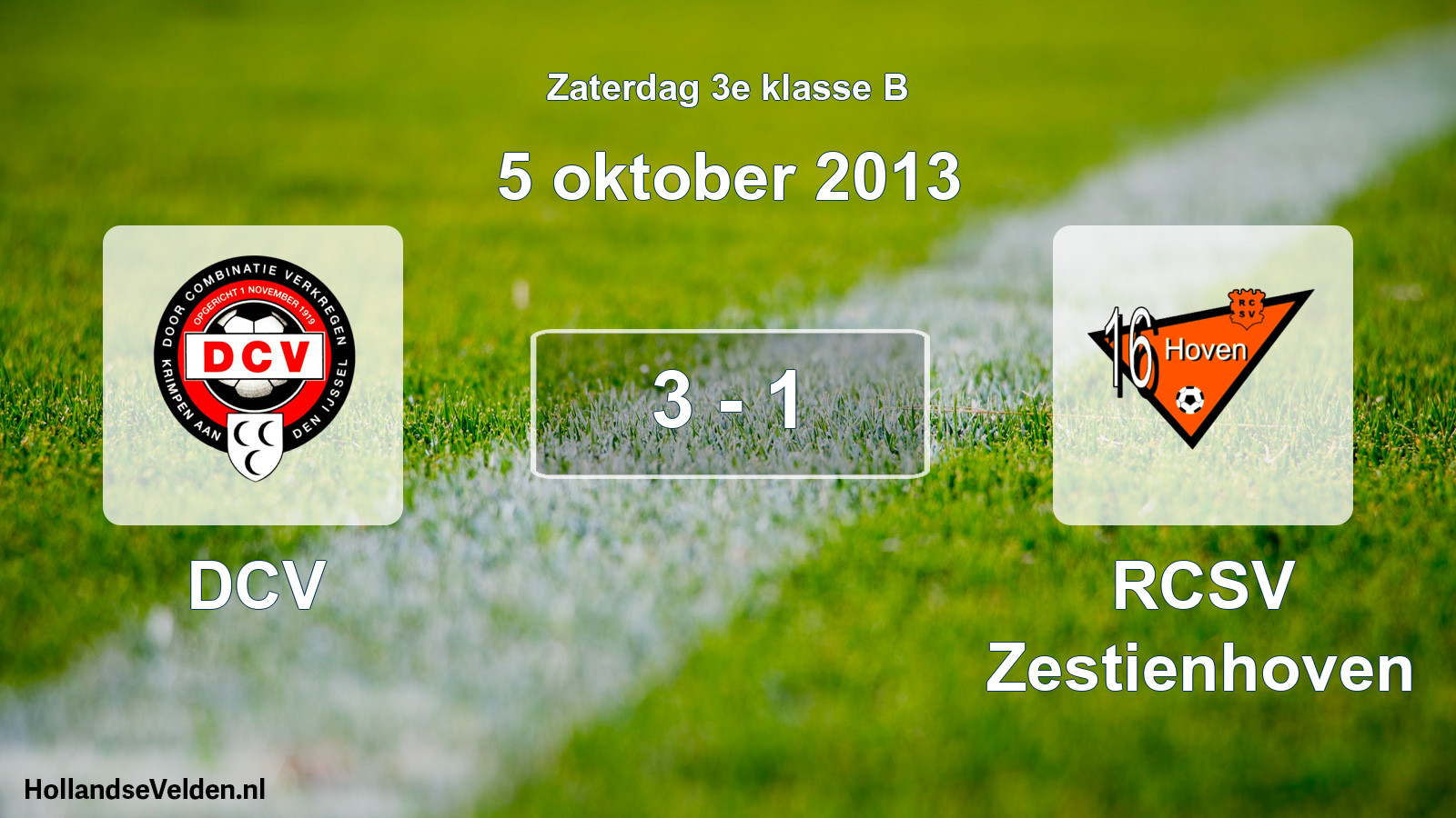 Total number of matches played: DCV - RCSV Zestienhoven 3 - 1 (5 October 2013)