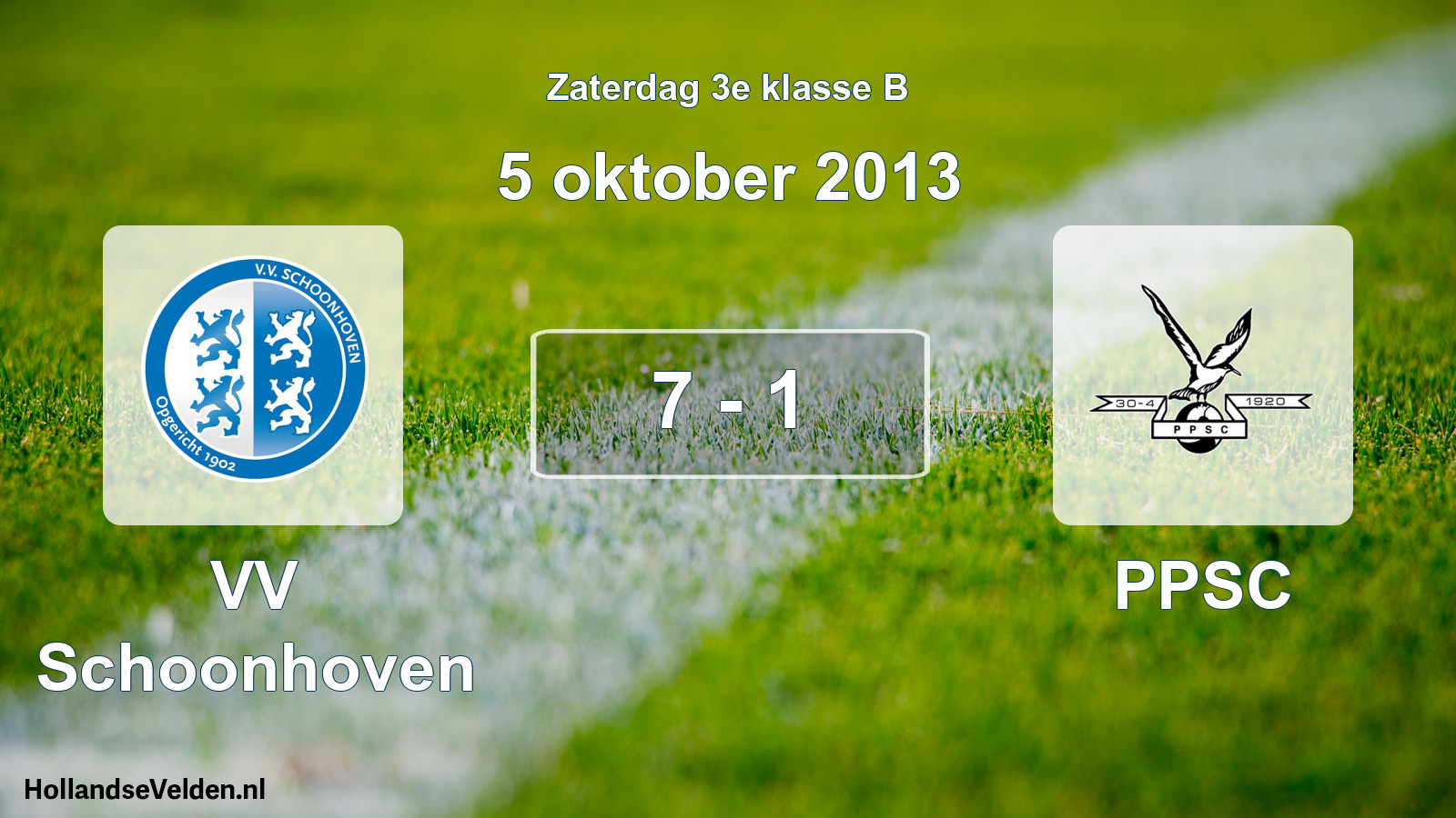 Total number of matches played: VV Schoonhoven - PPSC 7 - 1 (5 October 2013)