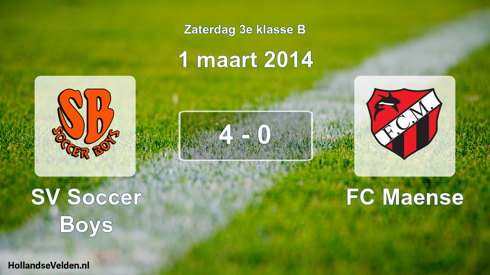 Total number of matches played: SV Soccer Boys - FC Maense 4 - 0 (1 March 2014)