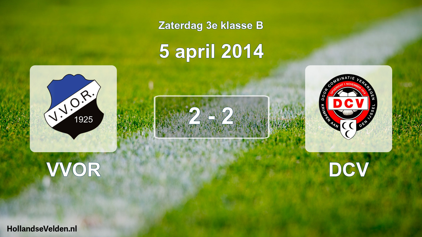 Total number of matches played: VVOR - DCV 2 - 2 (5 April 2014)