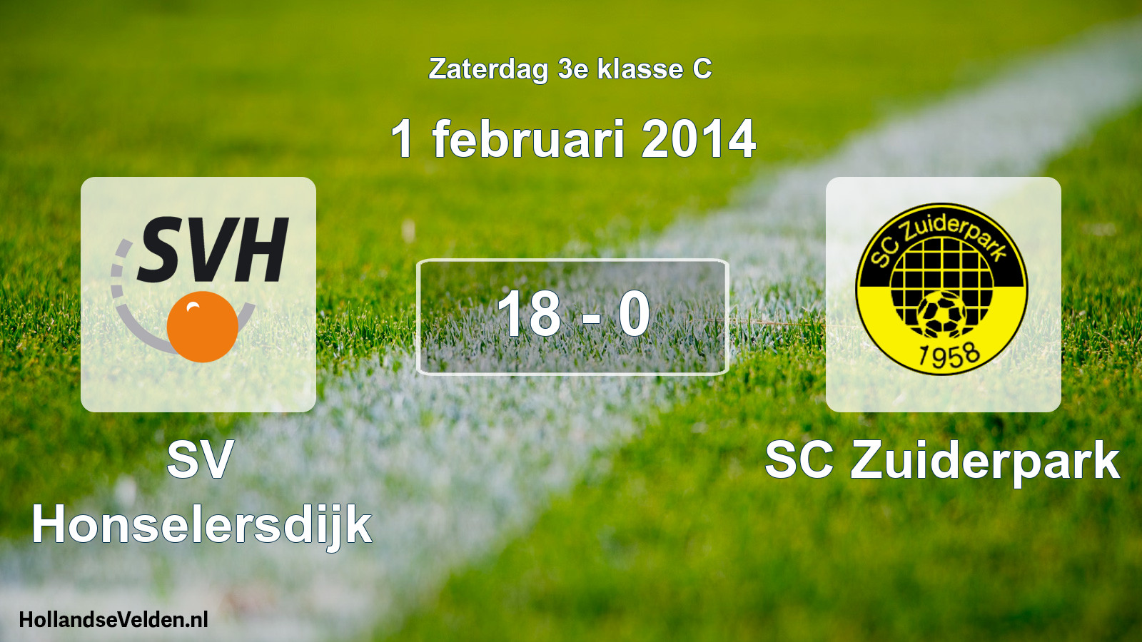 Total number of matches played: SV Honselersdijk - SC Zuiderpark 18 - 0 (1 February 2014)