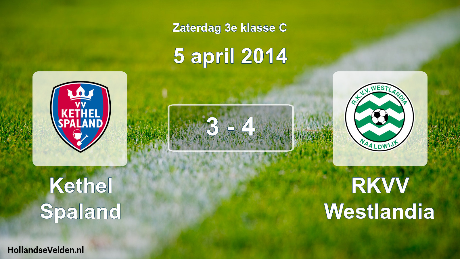Total number of matches played: Kethel Spaland - RKVV Westlandia 3 - 4 (5 April 2014)