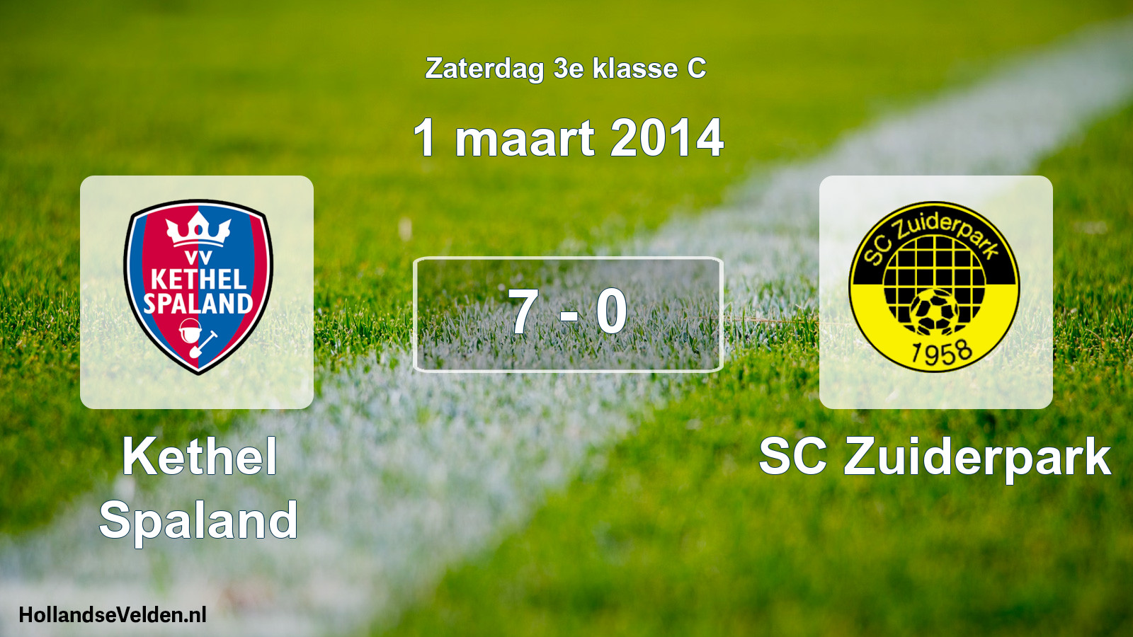 Total number of matches played: Kethel Spaland - SC Zuiderpark 7 - 0 (1 March 2014)