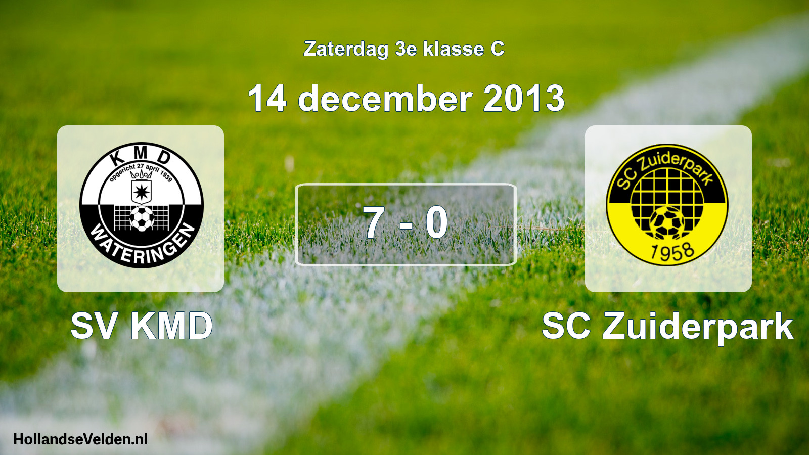 Total number of matches played: SV KMD - SC Zuiderpark 7 - 0 (14 December 2013)