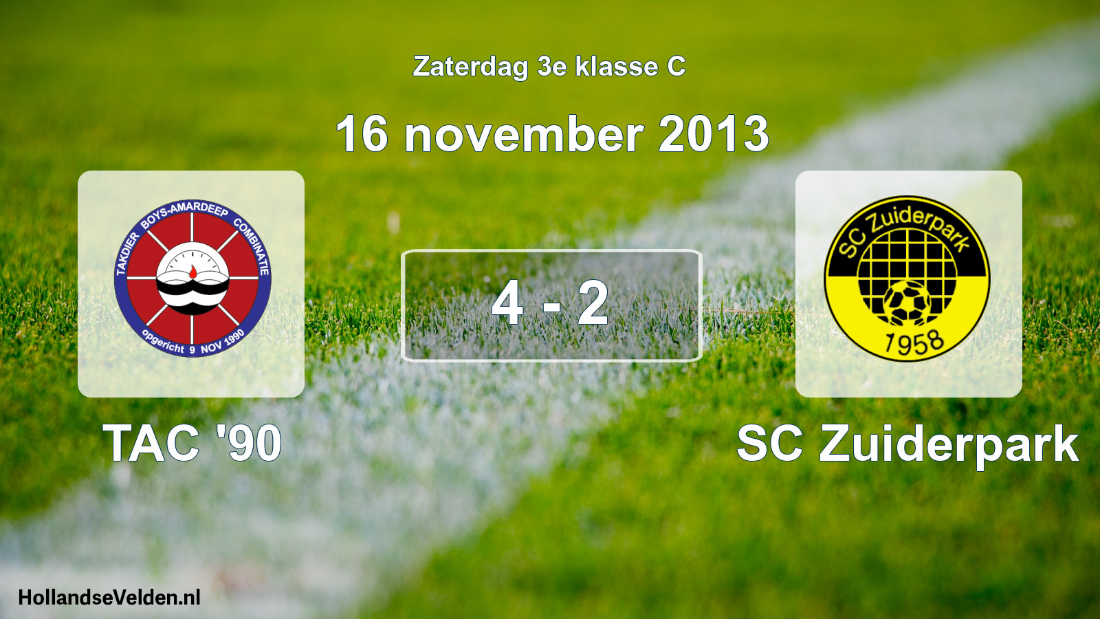 Total number of matches played: TAC '90 - SC Zuiderpark 4 - 2 (16 November 2013)