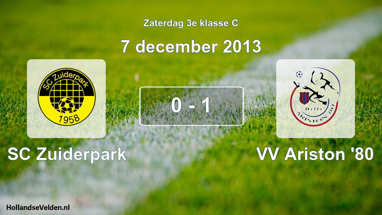 Total number of matches played: SC Zuiderpark - VV Ariston '80 0 - 1 (7 December 2013)
