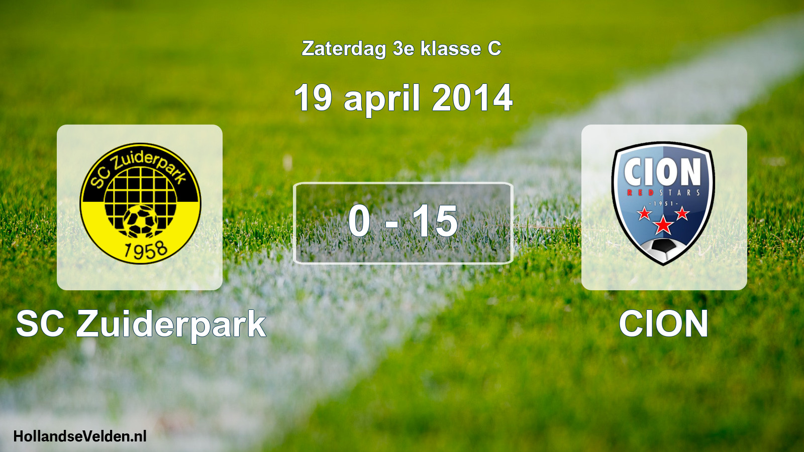 Total number of matches played: SC Zuiderpark - CION 0 - 15 (19 April 2014)