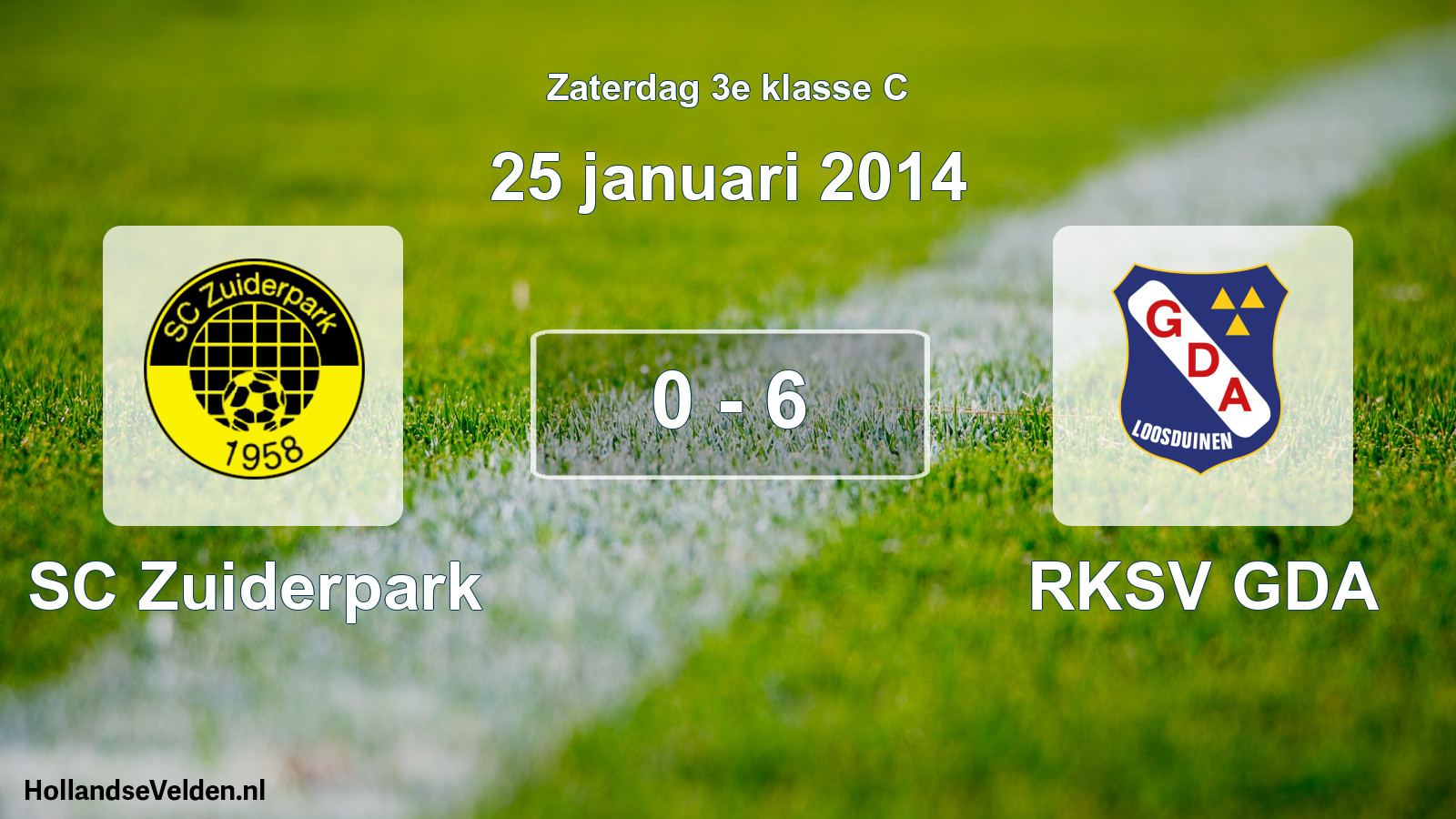 Total number of matches played: SC Zuiderpark - RKSV GDA 0 - 6 (25 January 2014)