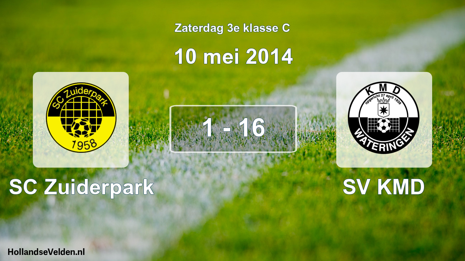 Total number of matches played: SC Zuiderpark - SV KMD 1 - 16 (10 May 2014)
