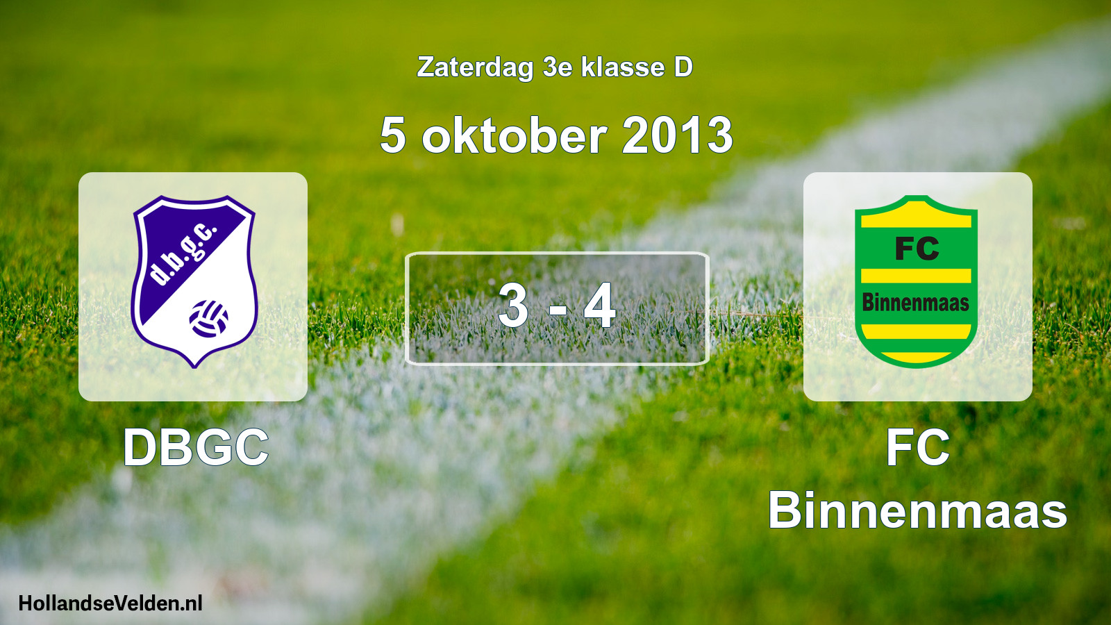Total number of matches played: DBGC - FC Binnenmaas 3 - 4 (5 October 2013)
