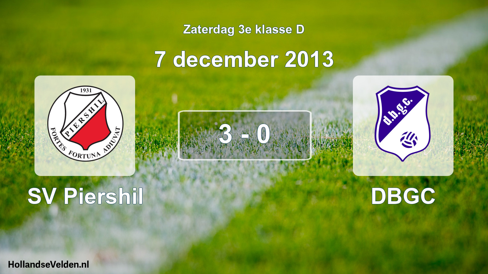Total number of matches played: SV Piershil - DBGC 3 - 0 (7 December 2013)