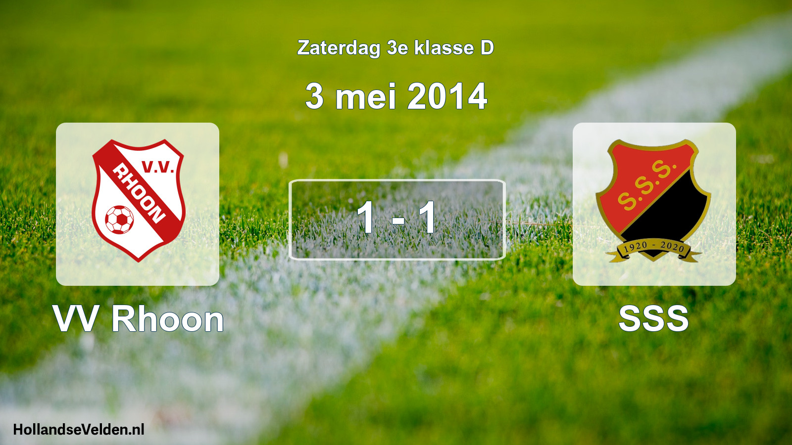 Total number of matches played: VV Rhoon - SSS 1 - 1 (3 May 2014)