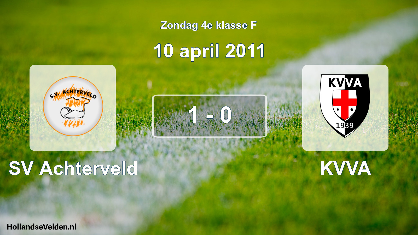 Total number of matches played: SV Achterveld - KVVA 1 - 0 (10 April 2011)