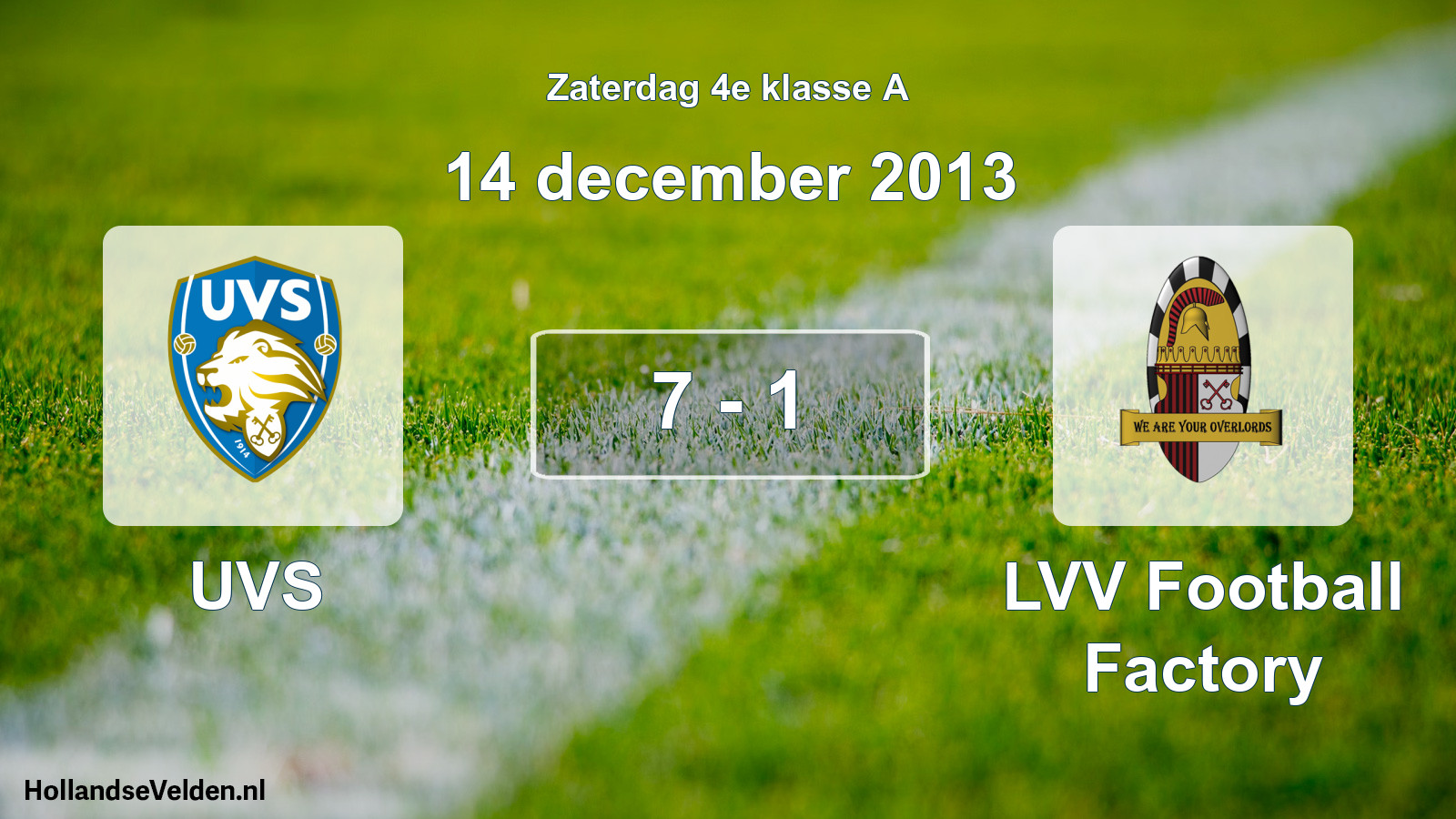 Total number of matches played: UVS - LVV Football Factory 7 - 1 (14 December 2013)