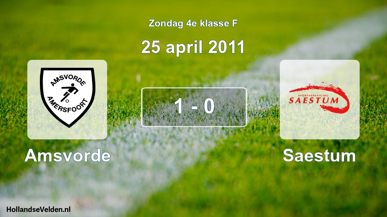 Total number of matches played: Amsvorde - Saestum 1 - 0 (25 April 2011)