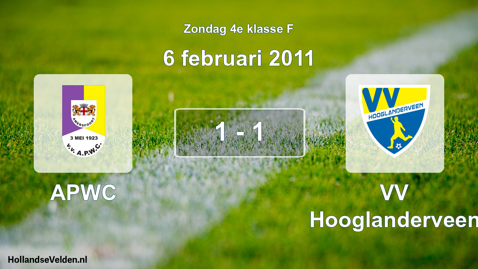 Total number of matches played: APWC - VV Hooglanderveen 1 - 1 (6 February 2011)
