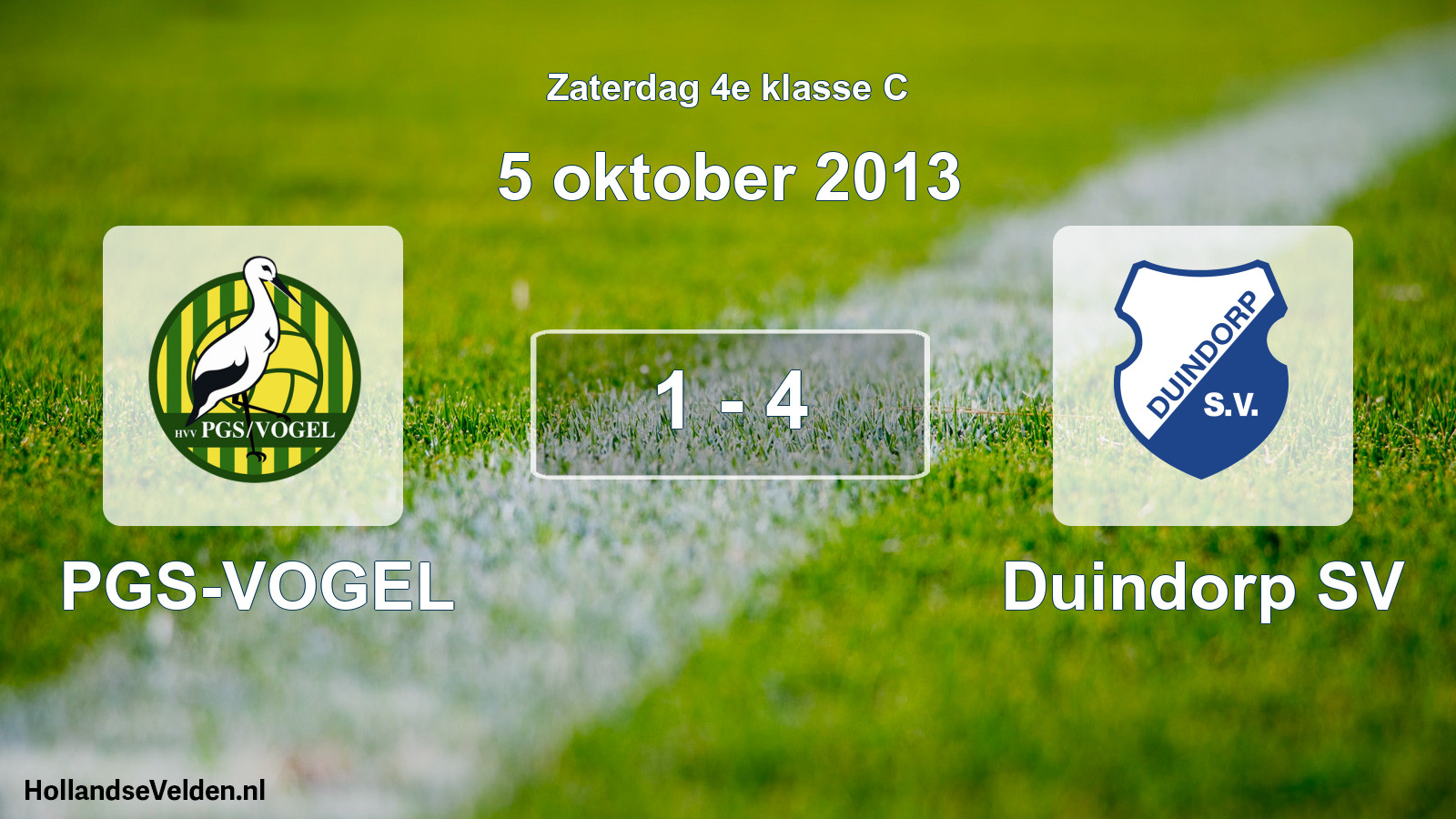 Total number of matches played: PGS-VOGEL - Duindorp SV 1 - 4 (5 October 2013)