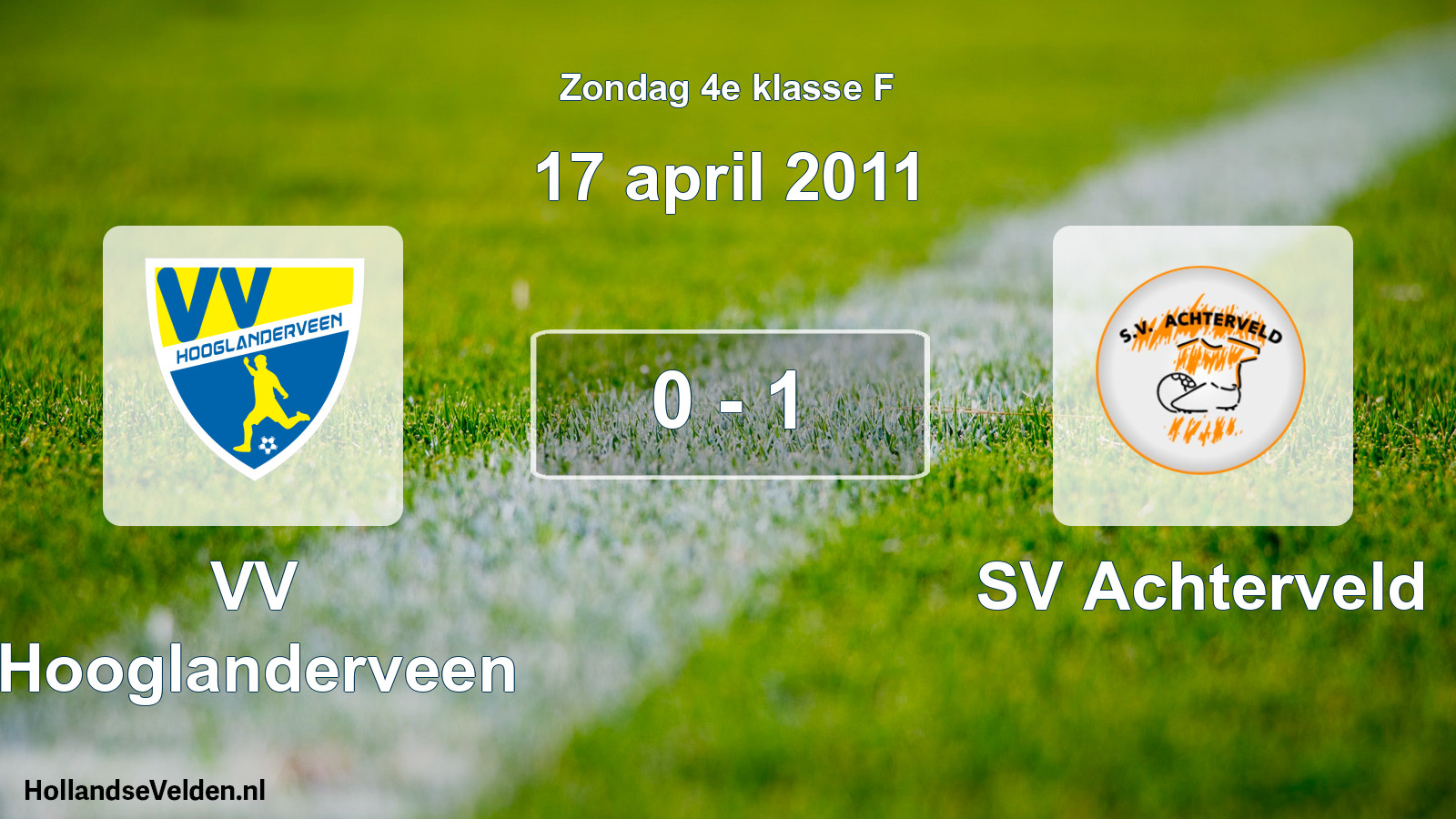 Total number of matches played: VV Hooglanderveen - SV Achterveld 0 - 1 (17 April 2011)