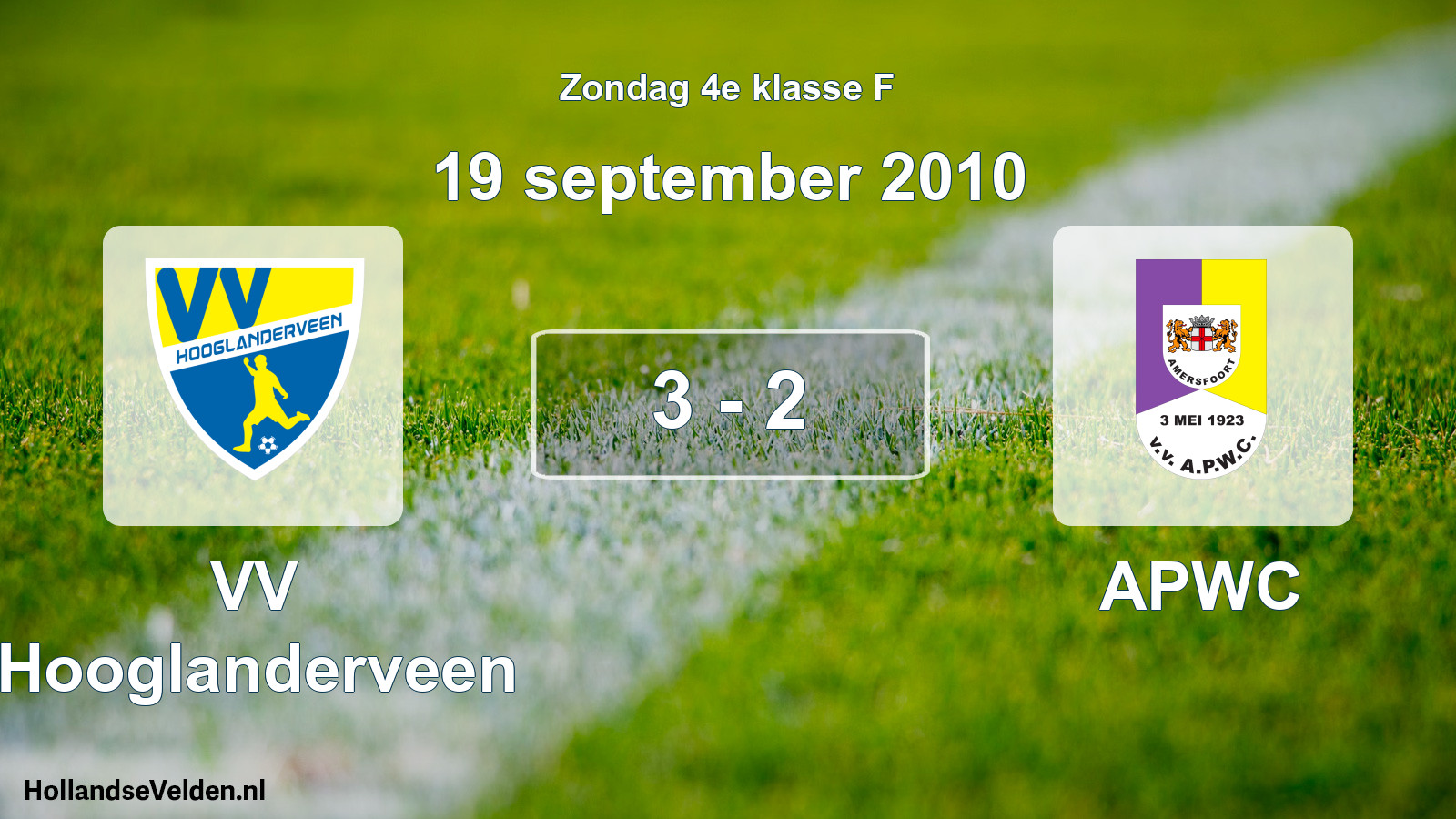 Total number of matches played: VV Hooglanderveen - APWC 3 - 2 (19 September 2010)