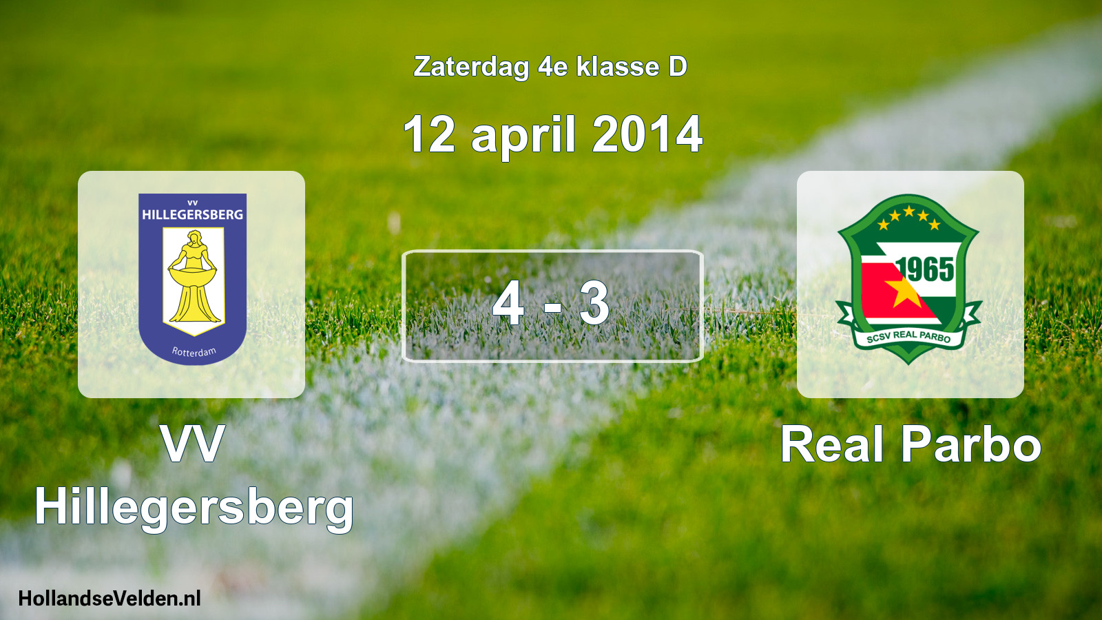 Total number of matches played: VV Hillegersberg - Real Parbo 4 - 3 (12 April 2014)