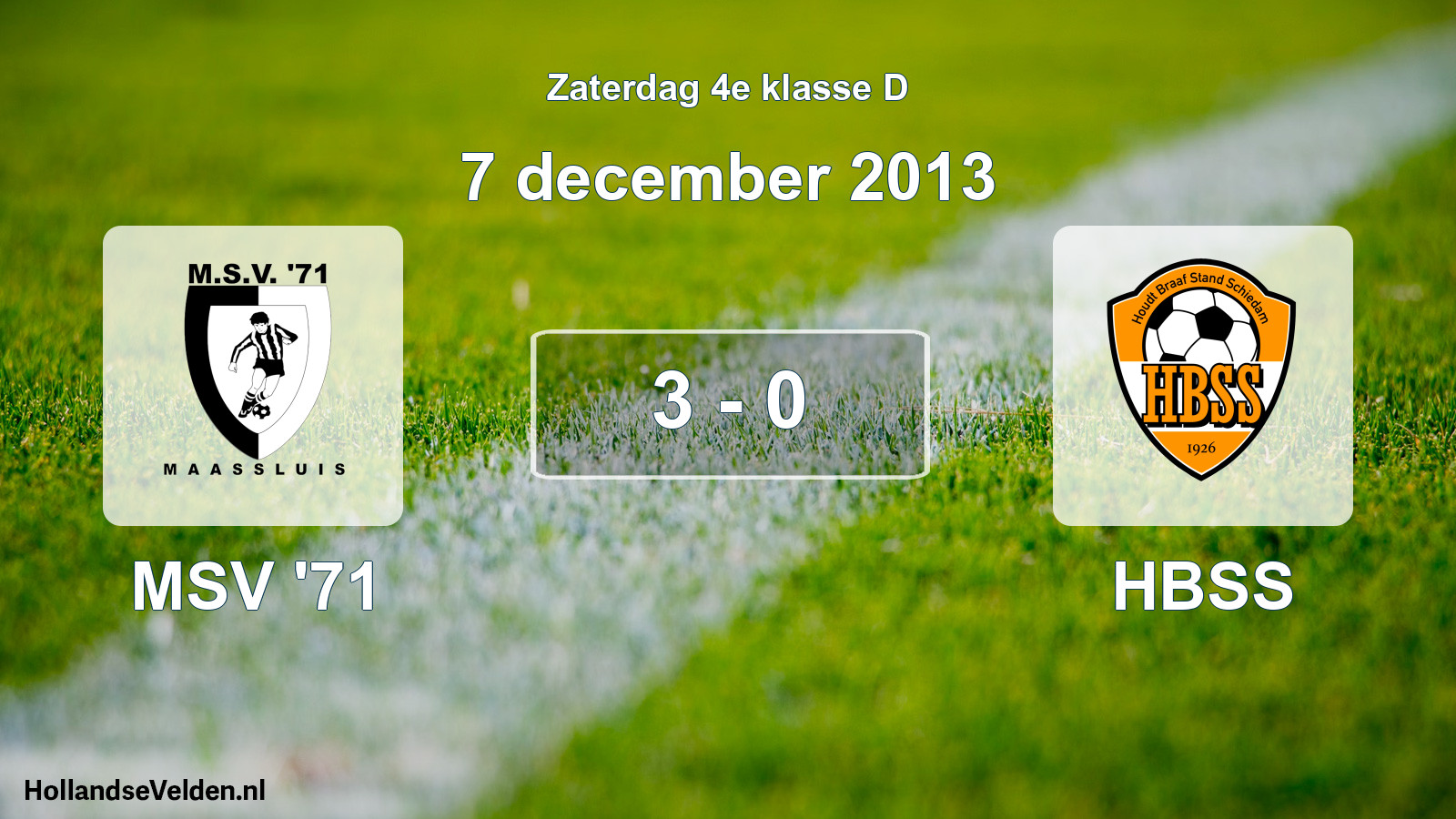 Total number of matches played: MSV '71 - HBSS 3 - 0 (7 December 2013)