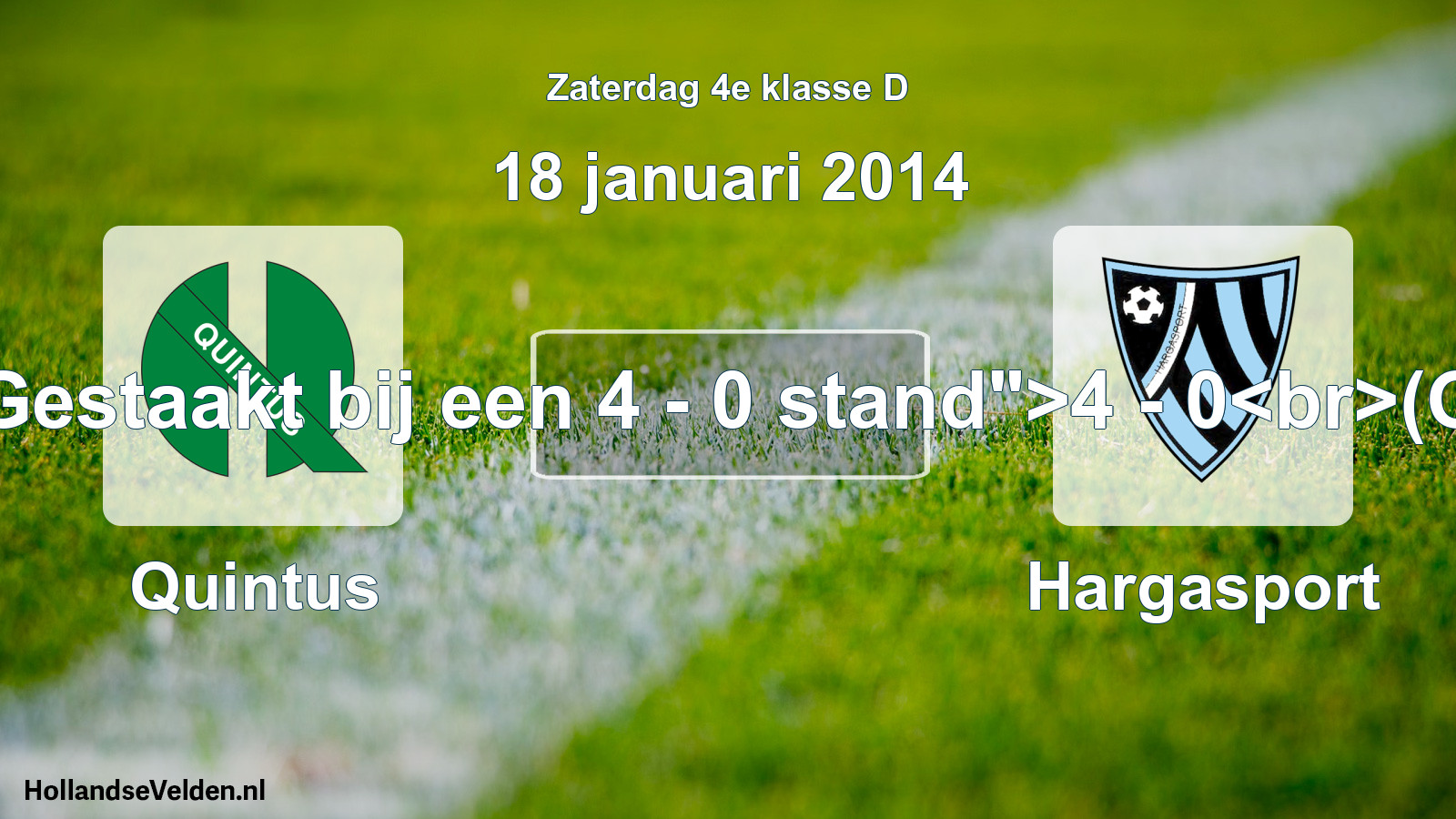 Abandoned match: Quintus - Hargasport (18 January 2014)