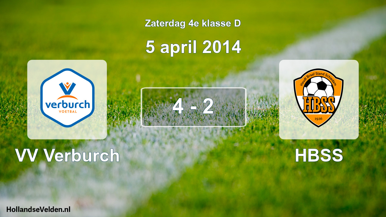 Total number of matches played: VV Verburch - HBSS 4 - 2 (5 April 2014)