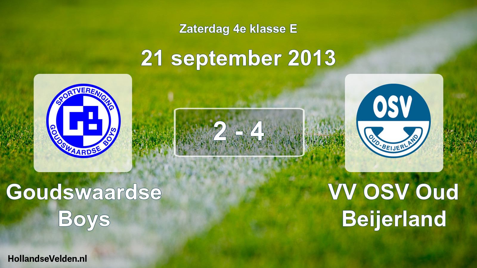 Total number of matches played: Goudswaardse Boys - VV OSV Oud Beijerland 2 - 4 (21 September 2013)
