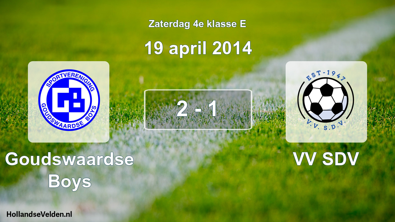 Total number of matches played: Goudswaardse Boys - VV SDV 2 - 1 (19 April 2014)
