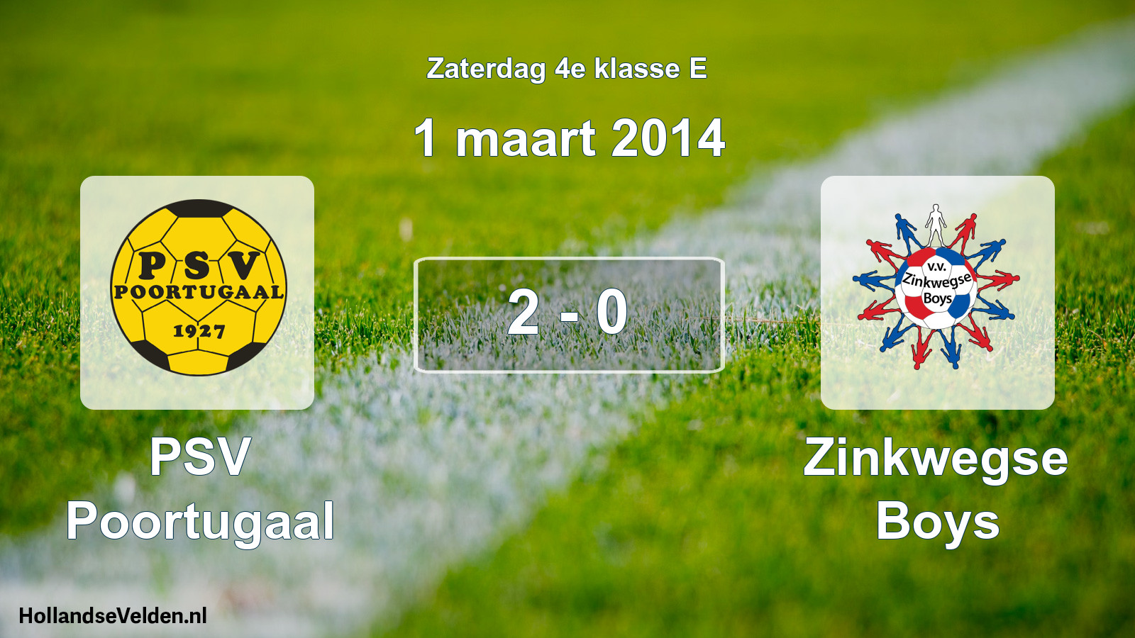 Total number of matches played: PSV Poortugaal - Zinkwegse Boys 2 - 0 (1 March 2014)