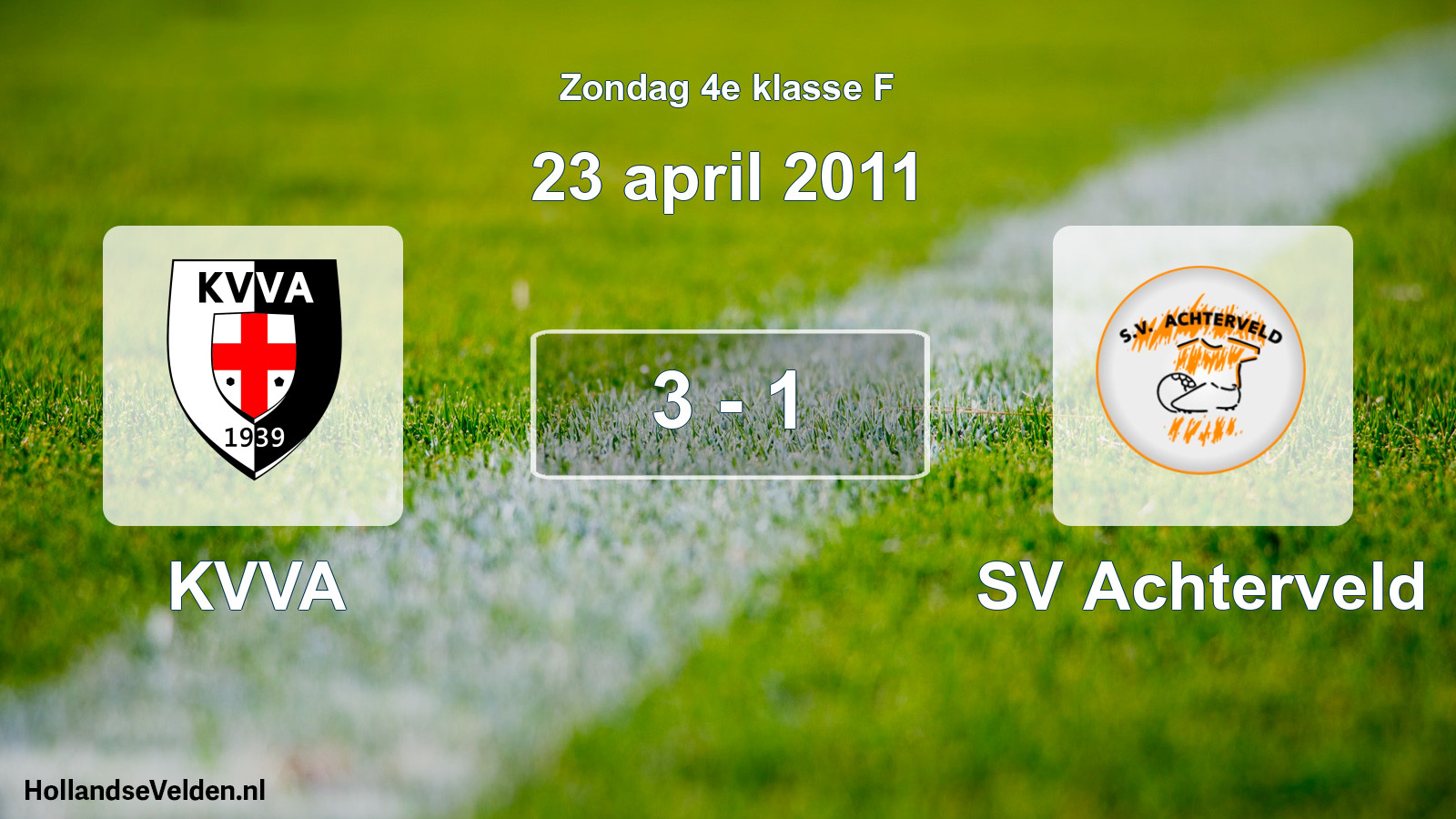 Total number of matches played: KVVA - SV Achterveld 3 - 1 (23 April 2011)