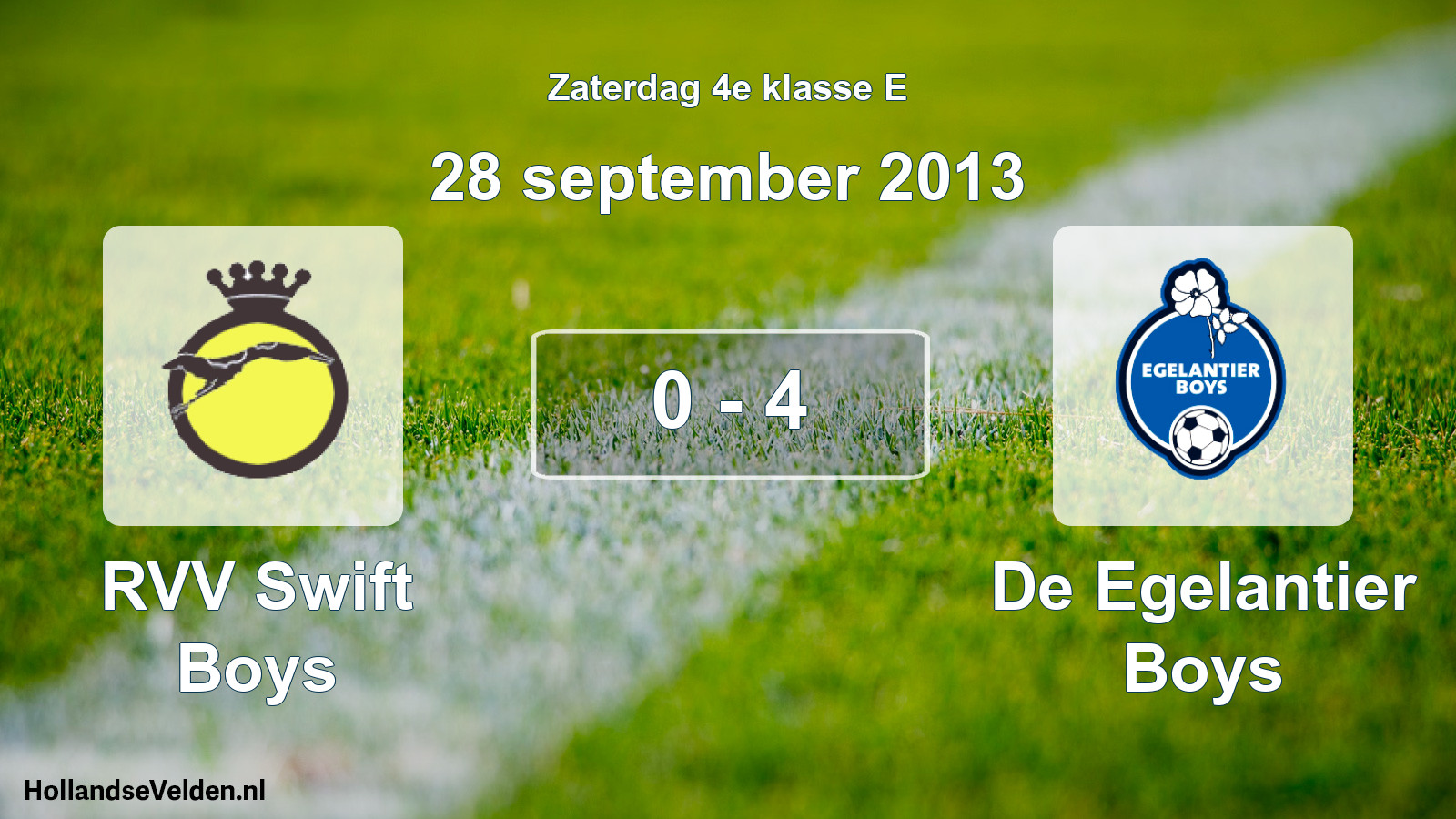 Total number of matches played: RVV Swift Boys - De Egelantier Boys 0 - 4 (28 September 2013)