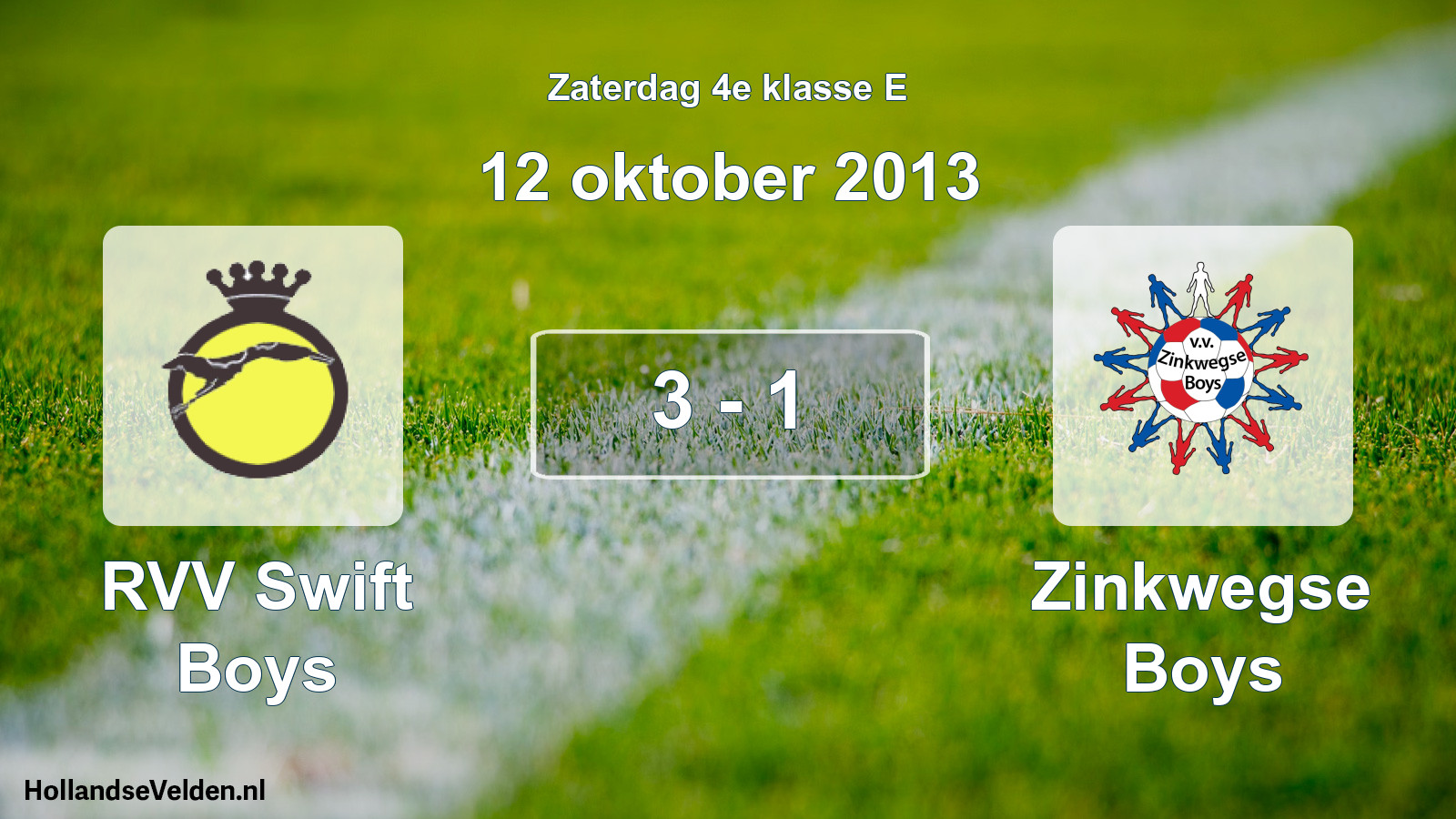Total number of matches played: RVV Swift Boys - Zinkwegse Boys 3 - 1 (12 October 2013)
