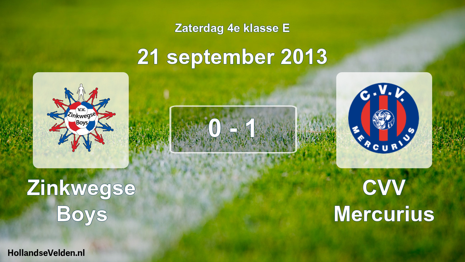 Total number of matches played: Zinkwegse Boys - CVV Mercurius 0 - 1 (21 September 2013)