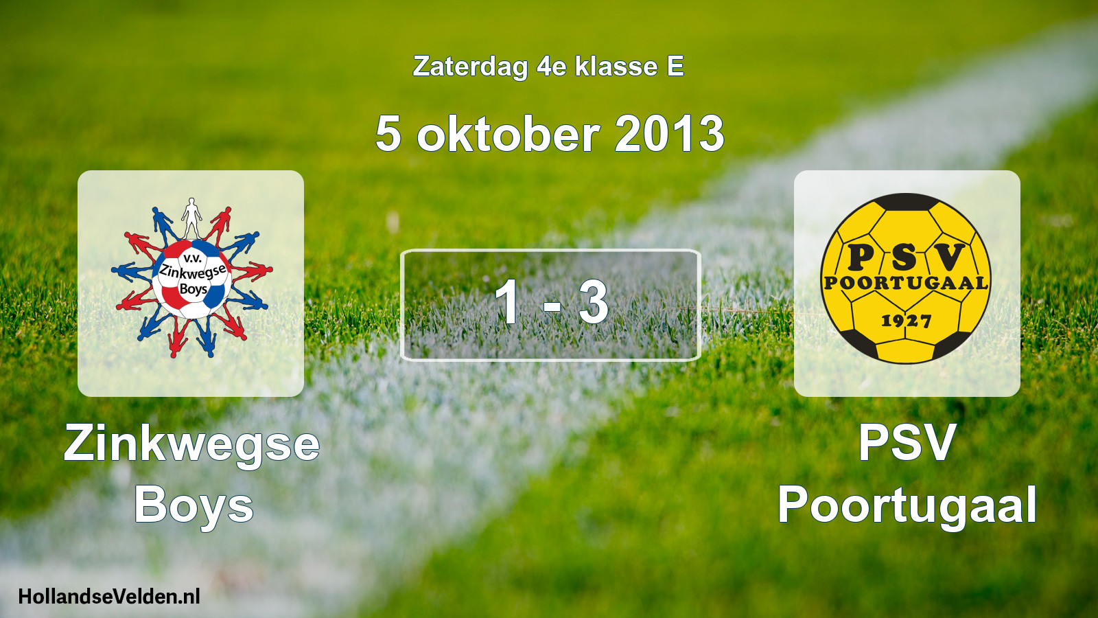 Total number of matches played: Zinkwegse Boys - PSV Poortugaal 1 - 3 (5 October 2013)