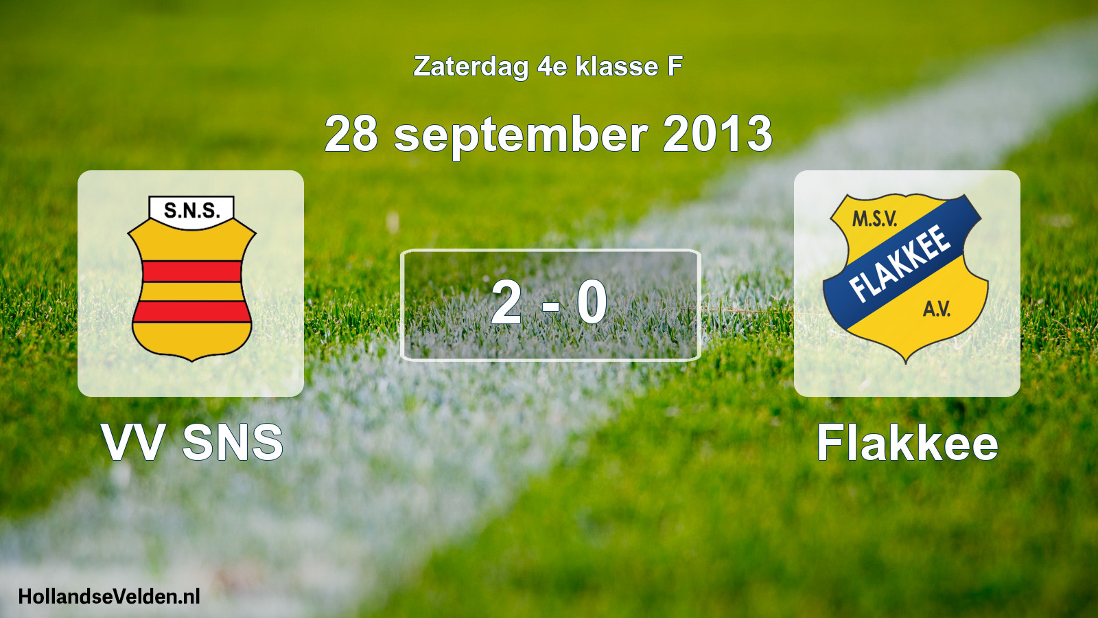 Total number of matches played: VV SNS - Flakkee 2 - 0 (28 September 2013)