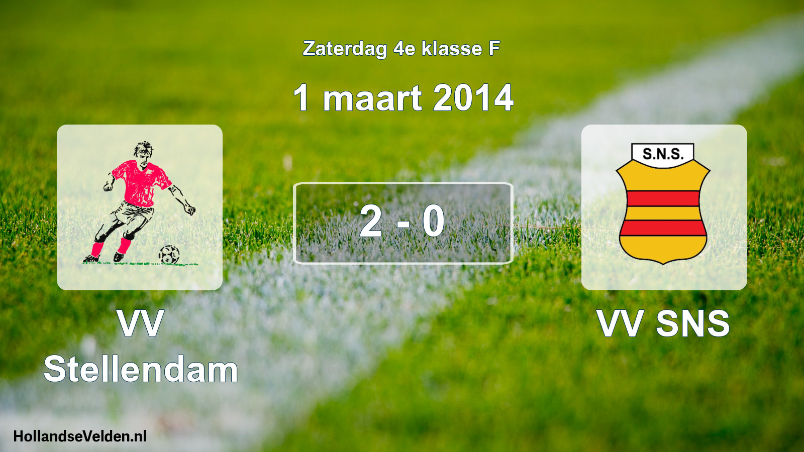 Total number of matches played: VV Stellendam - VV SNS 2 - 0 (1 March 2014)