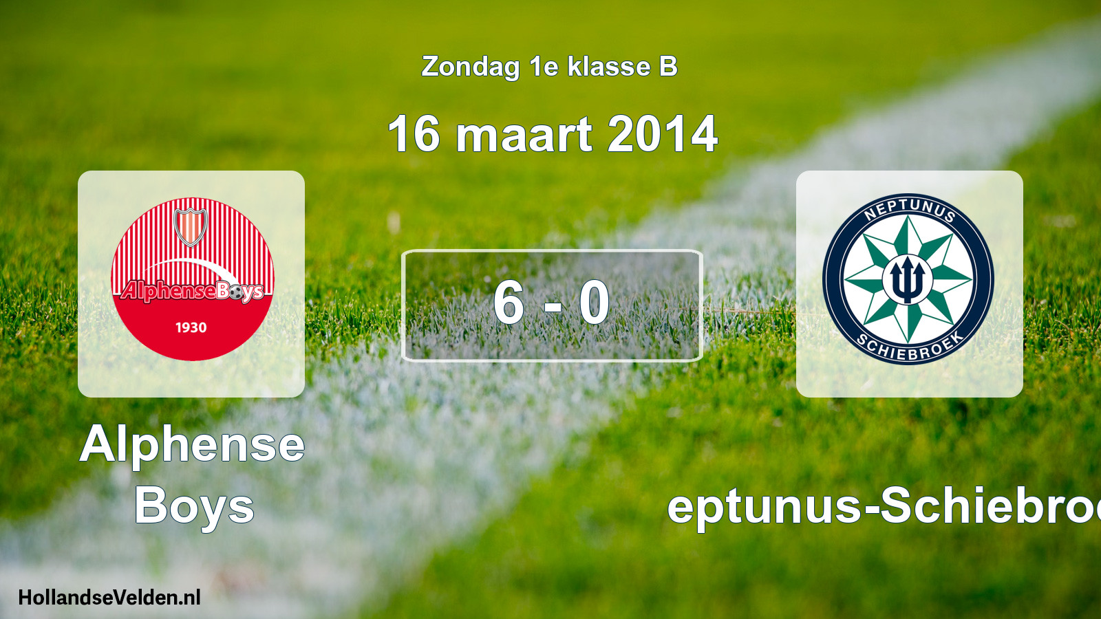 Total number of matches played: Alphense Boys - Neptunus-Schiebroek 6 - 0 (16 March 2014)