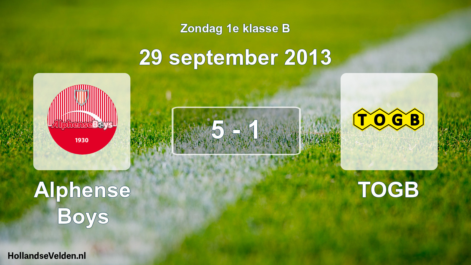 Total number of matches played: Alphense Boys - TOGB 5 - 1 (29 September 2013)