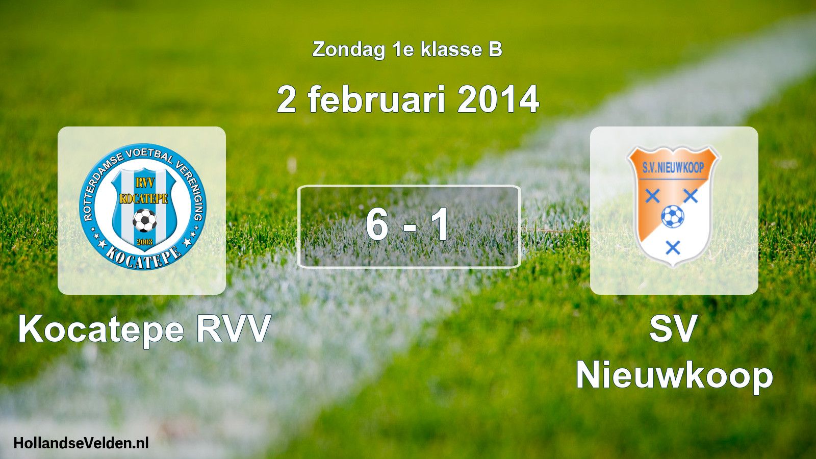 Total number of matches played: Kocatepe RVV - SV Nieuwkoop 6 - 1 (2 February 2014)