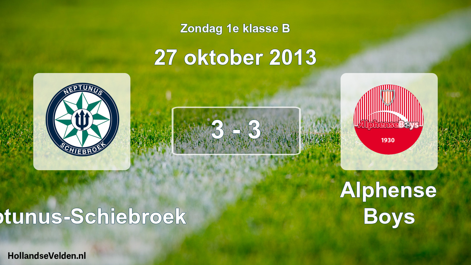 Total number of matches played: Neptunus-Schiebroek - Alphense Boys 3 - 3 (27 October 2013)